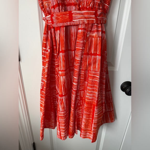 Calvin Klein Coral and White Patterned Midi Dress NWOT - Picture 8 of 8